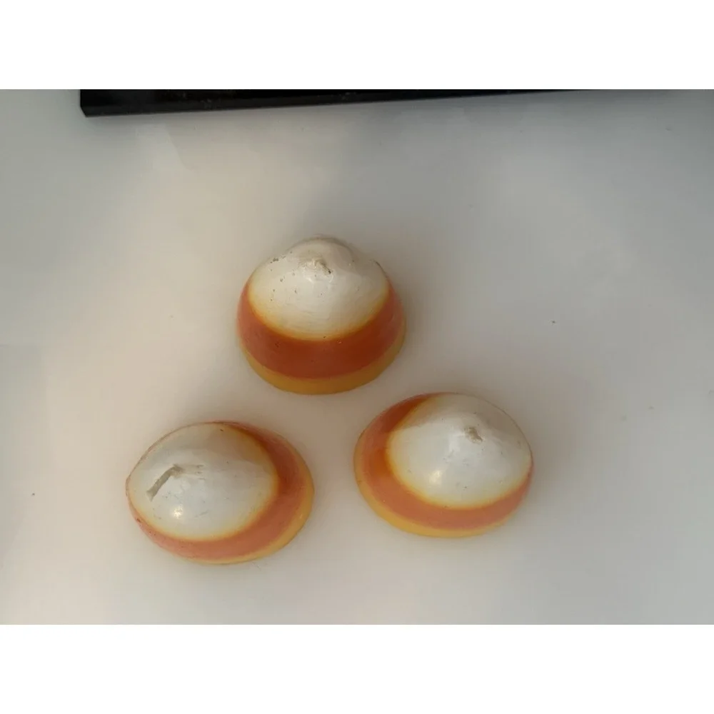 Vintage 1980s Halloween Rare‎ Candy Corn Candles Unused Yellow Orange White 4